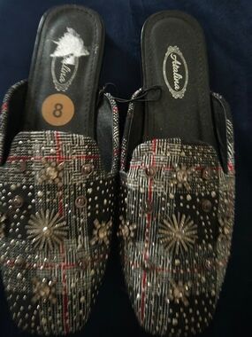 Black Embellished Women’s Slip-On Loafers